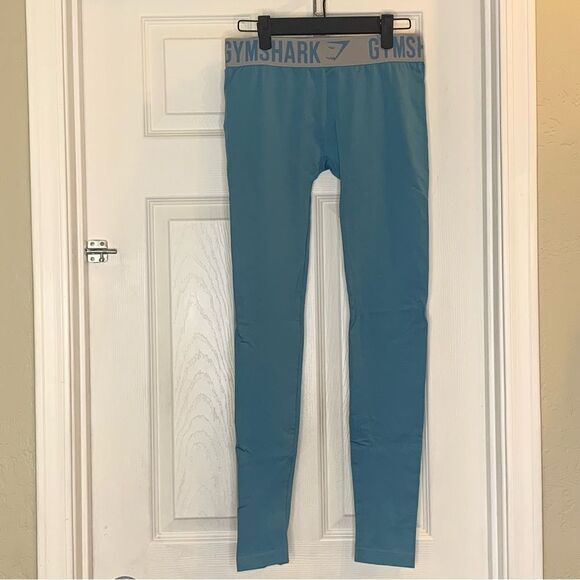 GYMSHARK seamless Yoga Leggings Logo Waistband Women's Size Small Blue - Picture 1 of 8